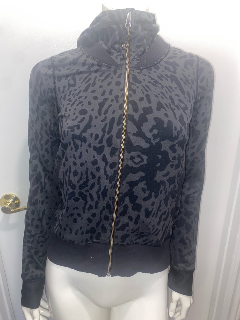 lululemon athletica Black & Charcoal Leopard Zip Bomber